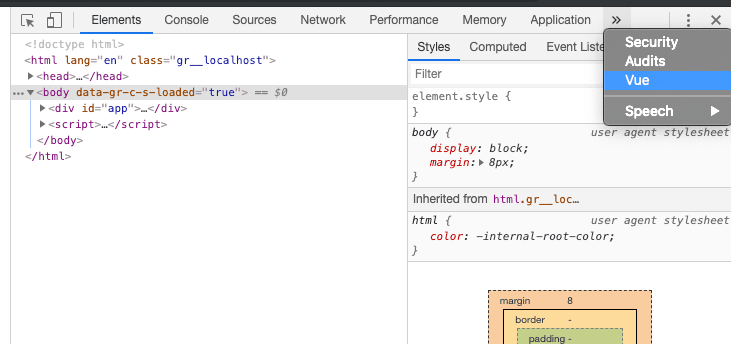 Find Vue.js Devtools